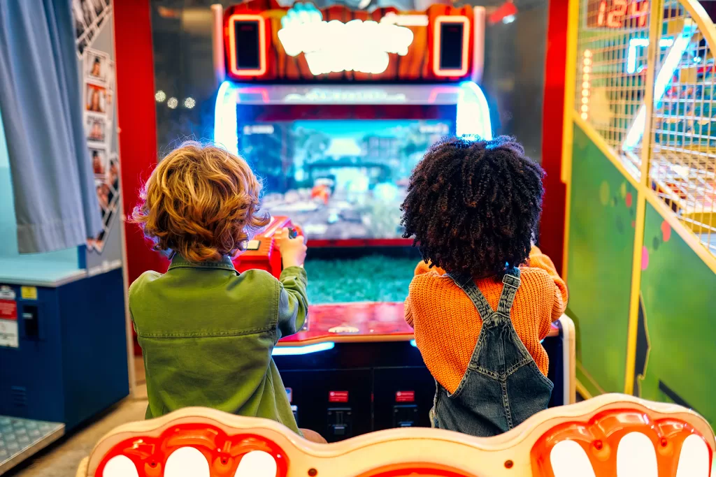 kids having fun at arcade